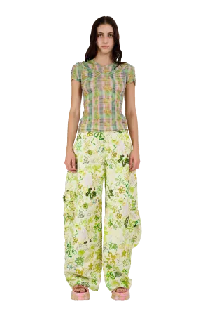 YELLOW BOXER PLAID ARC SHORT SLEEVE TOP