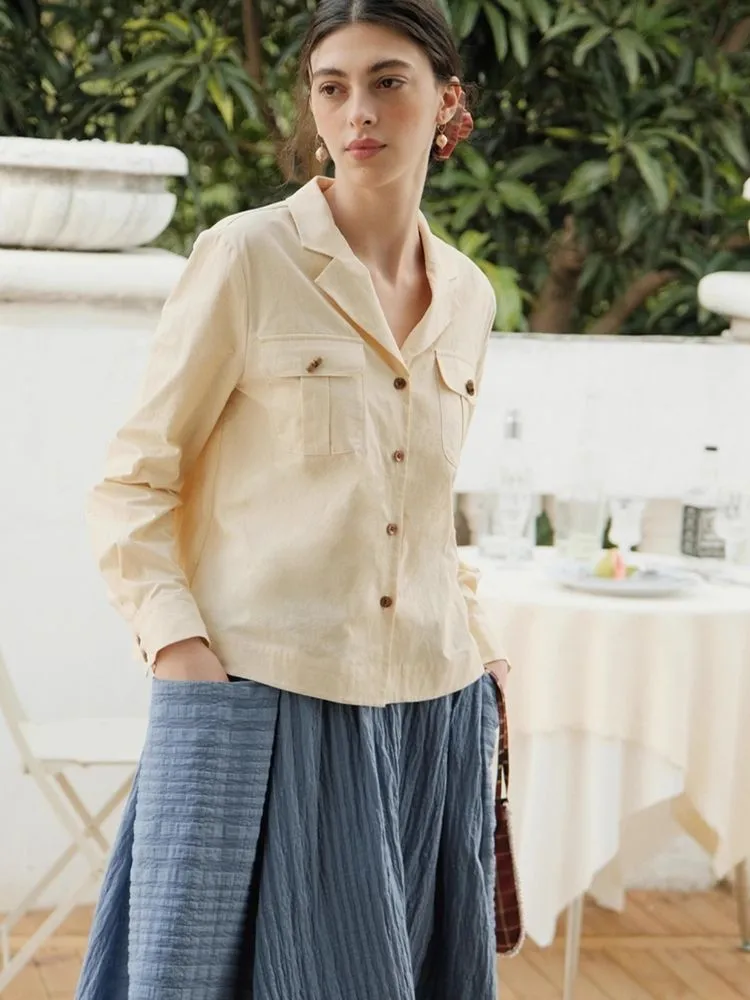 Yellow Loose-Fit Pocket Shirt