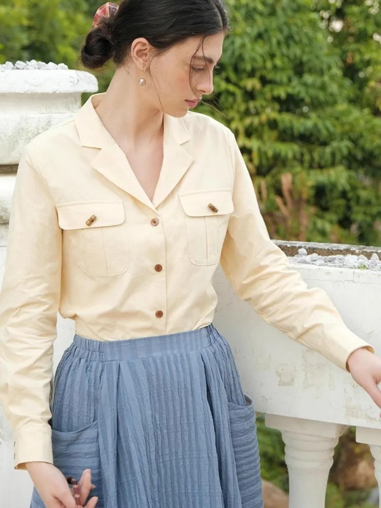 Yellow Loose-Fit Pocket Shirt