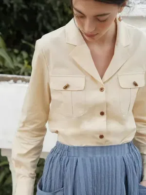 Yellow Loose-Fit Pocket Shirt