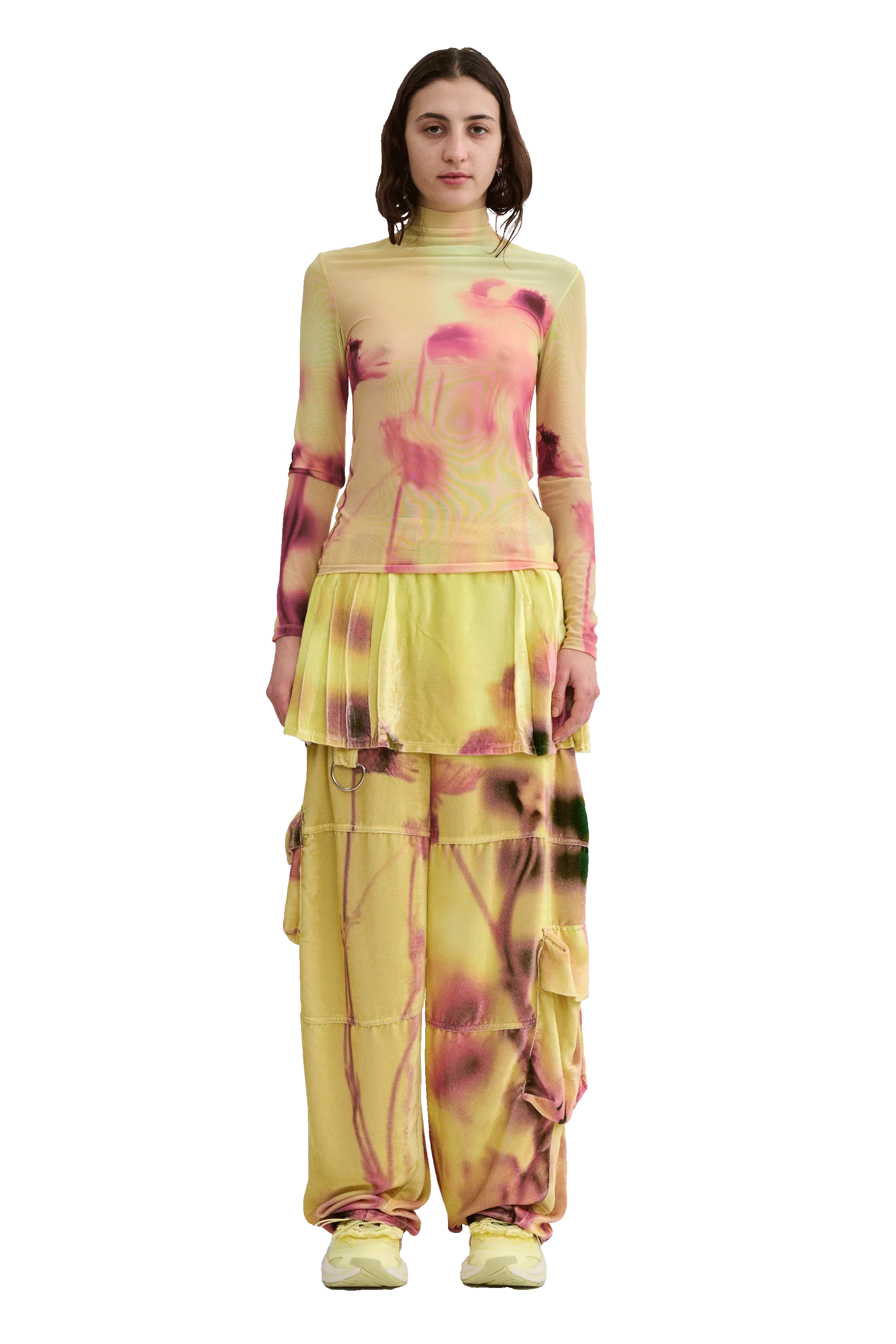 YELLOW MEADOW PLAID CARDIO NOVA TOP