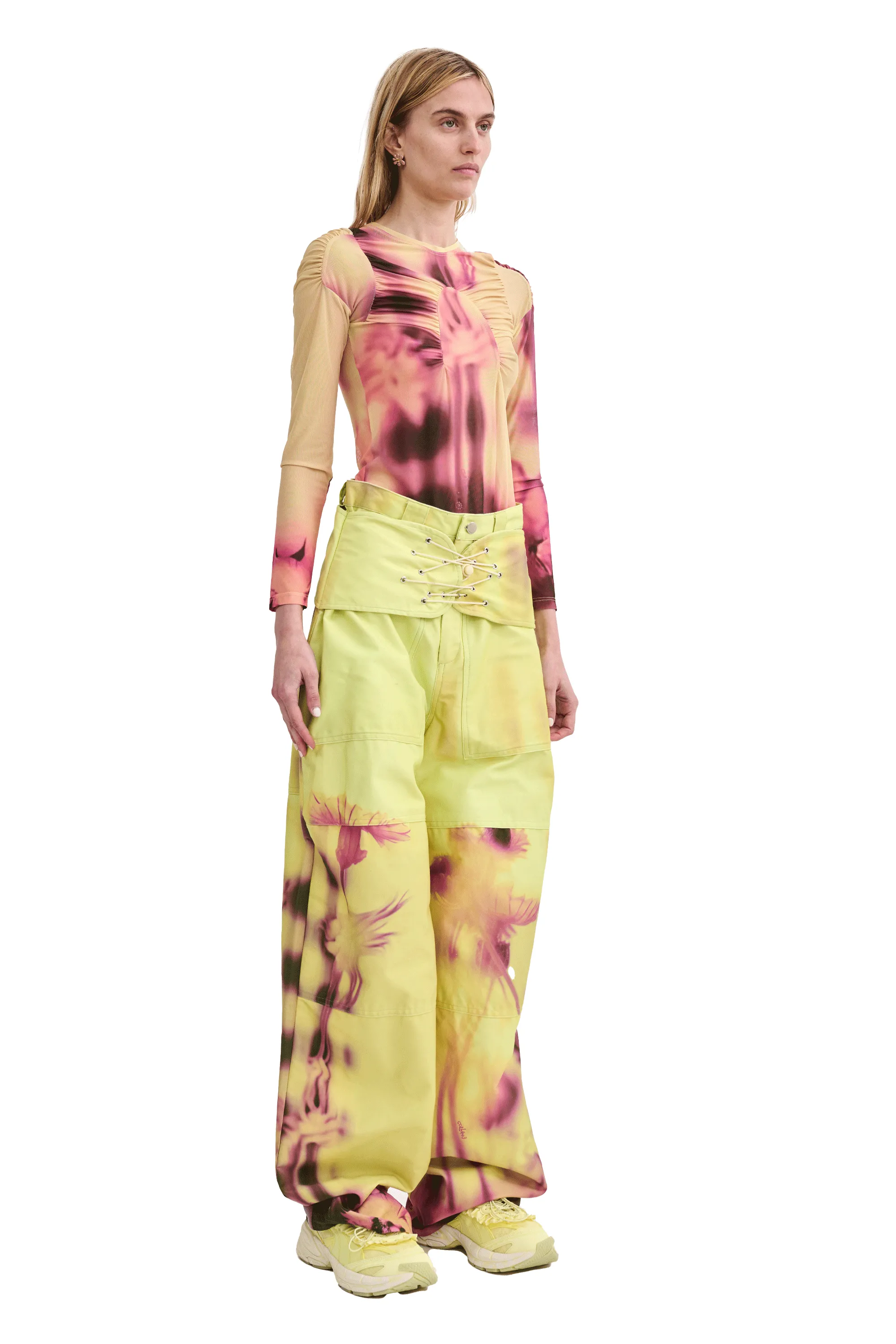 YELLOW MEADOW PLAID CARDIO NOVA TOP