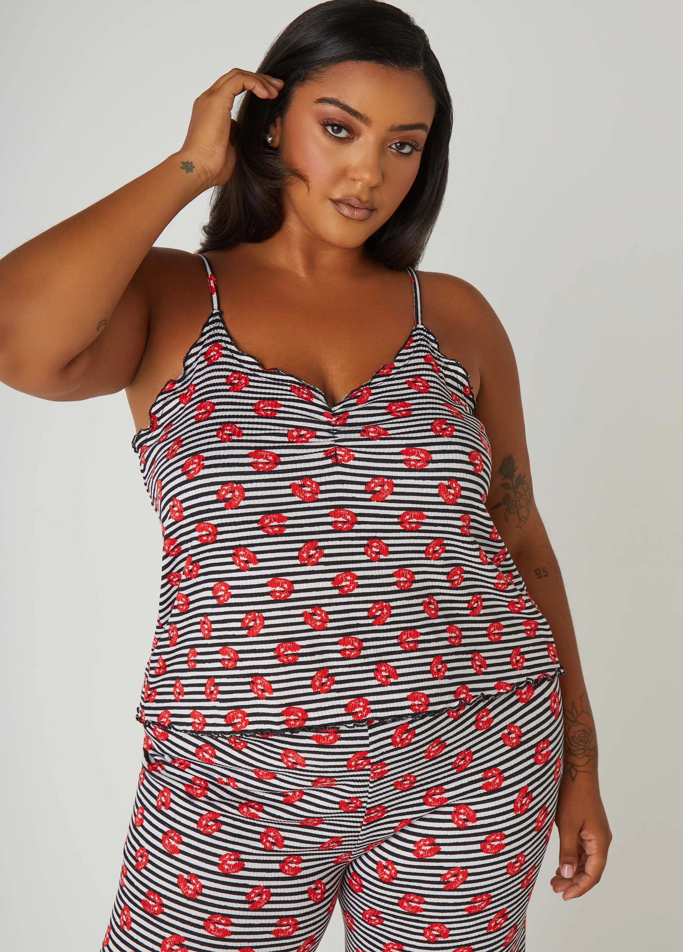 YMI Lips Print Pajamas Set