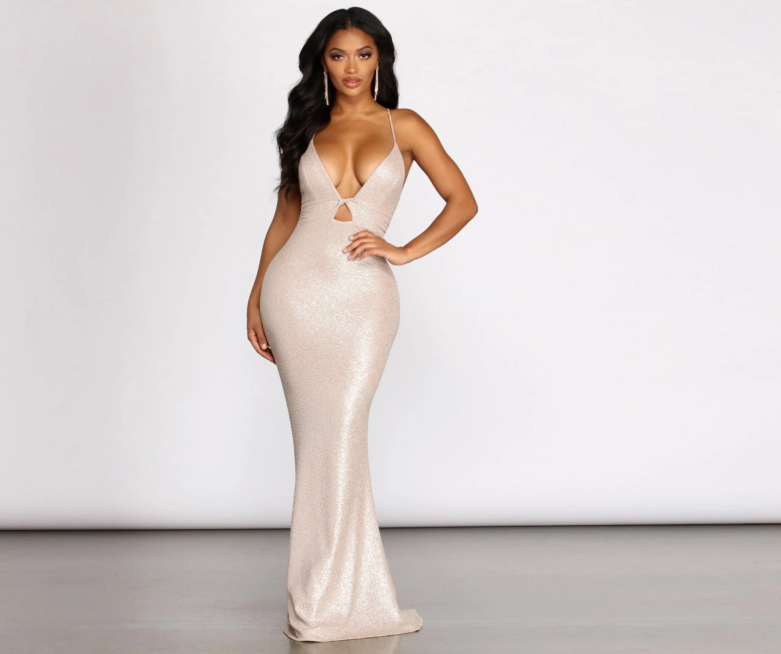 Yvonna Cross Stylish Back Foil Dress