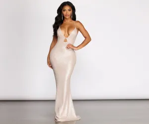 Yvonna Cross Stylish Back Foil Dress