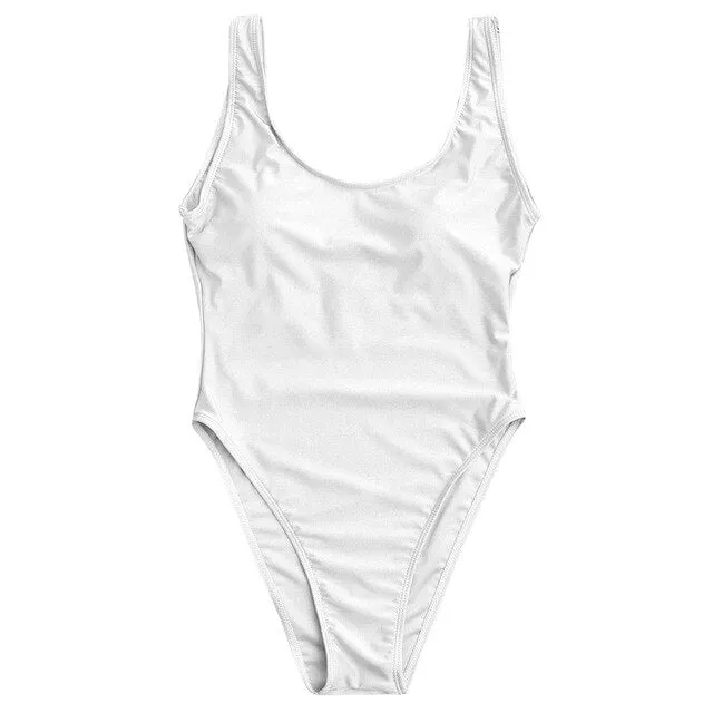 ZAFUL High Cut Backless Swimsuit One-Piece Suits Wire Free U Neck Women Summer Bathing Suit Classic Casual Swimwear Underwear