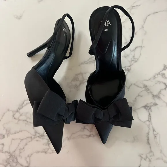 Zara Bow Trim Heeled Shoes