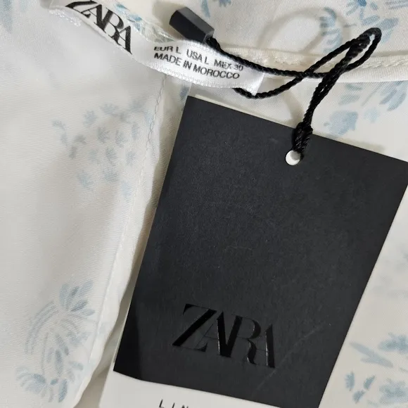 Zara Lingerie Slip Dress Blue Floral Print Nightgown  Womens Size L