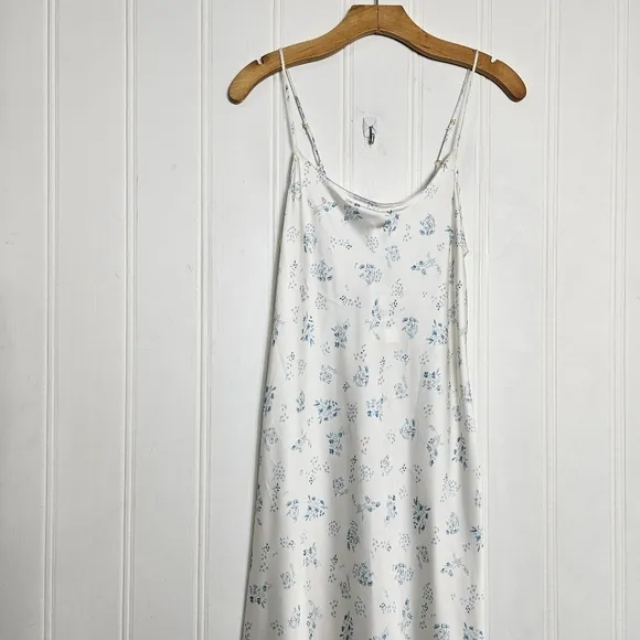 Zara Lingerie Slip Dress Blue Floral Print Nightgown  Womens Size L
