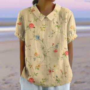 Zenaida® | Women'S Retro Floral Cotton-Linen Shirt